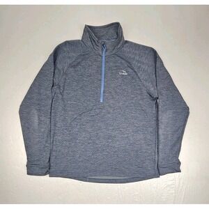 LL Bean Pullover Mens Medium Gray Quarter Zip Adventure Grid Fleece Hiking Top